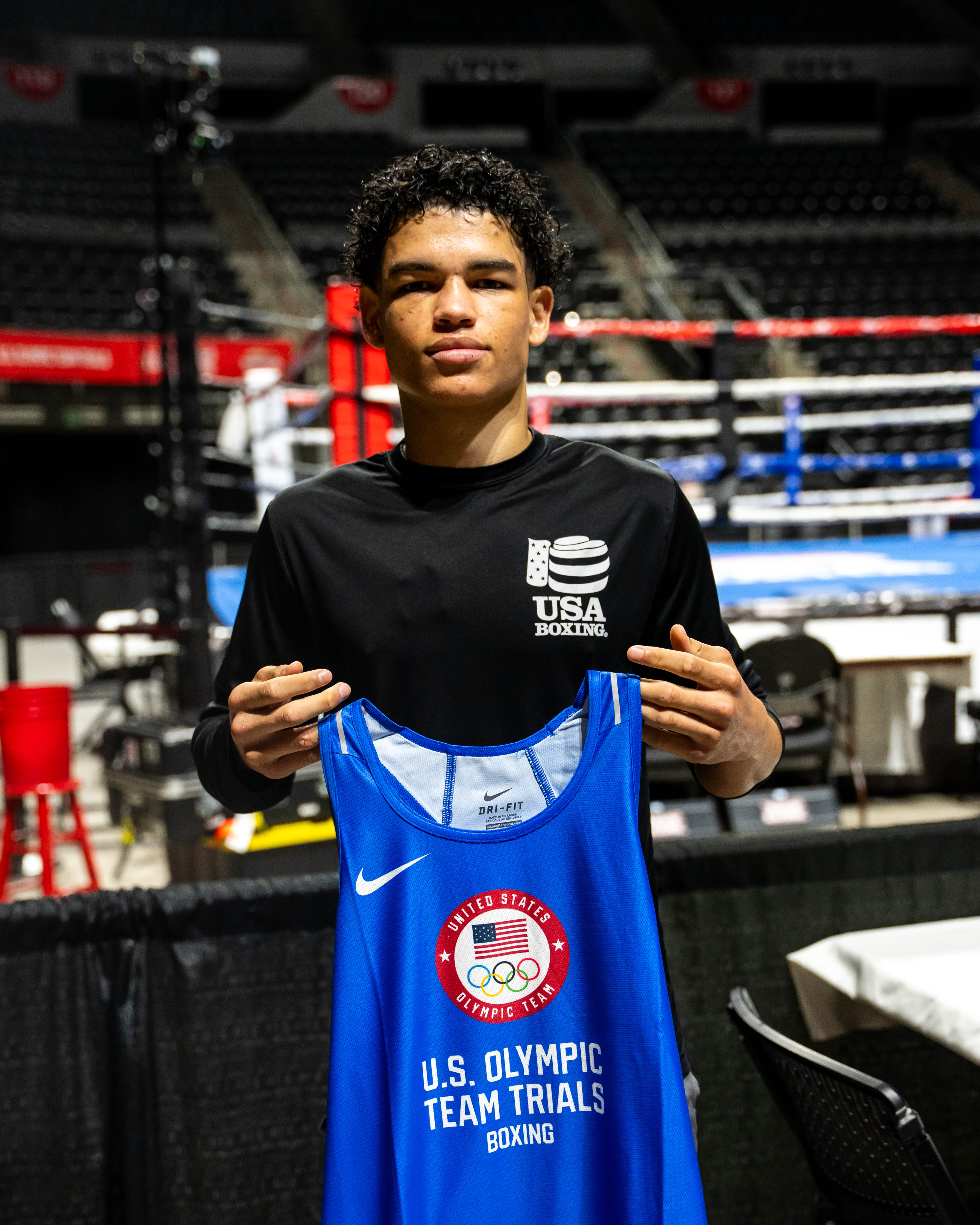 Holding the USA Boxing singlet