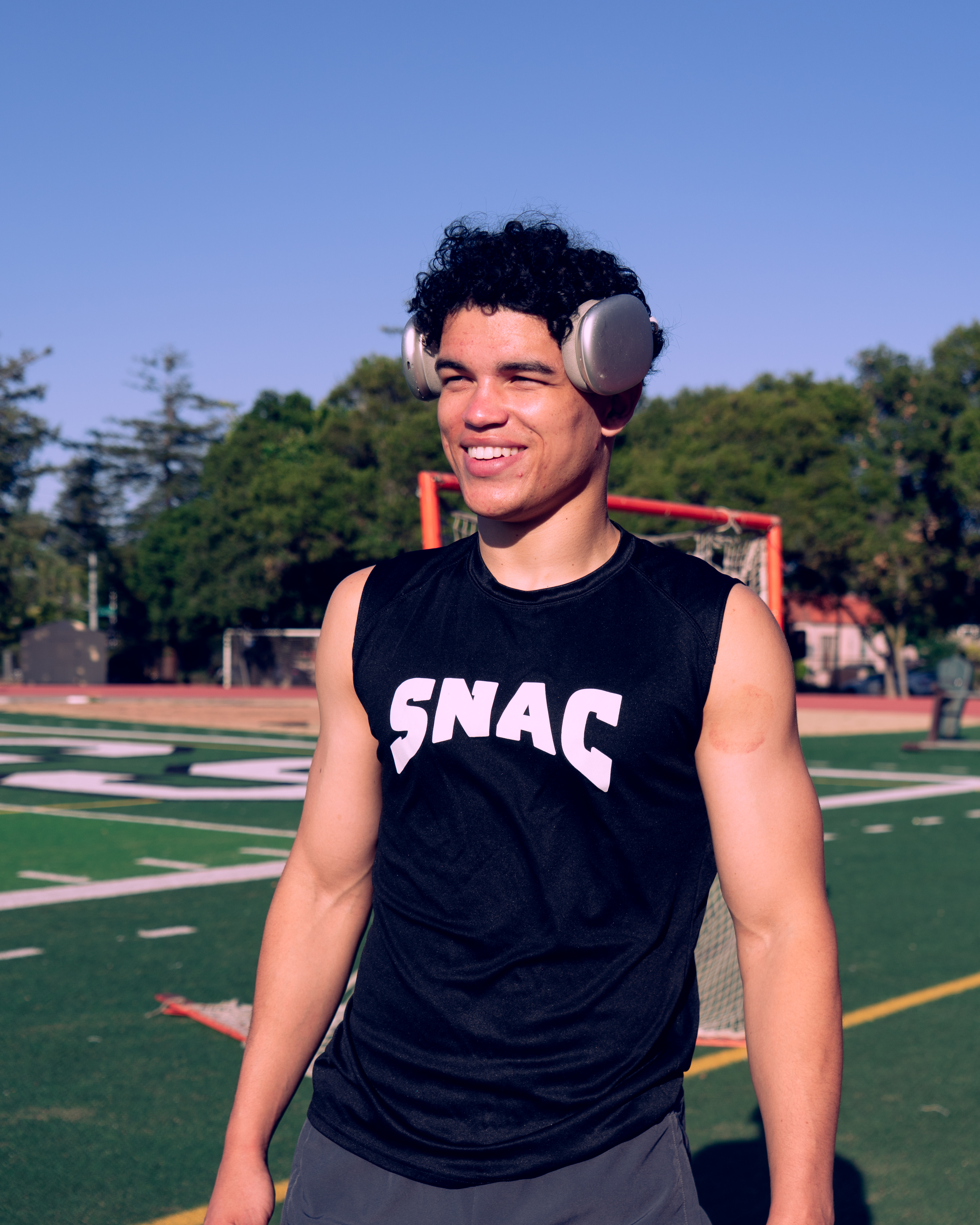Outdoor training portrait with headphones