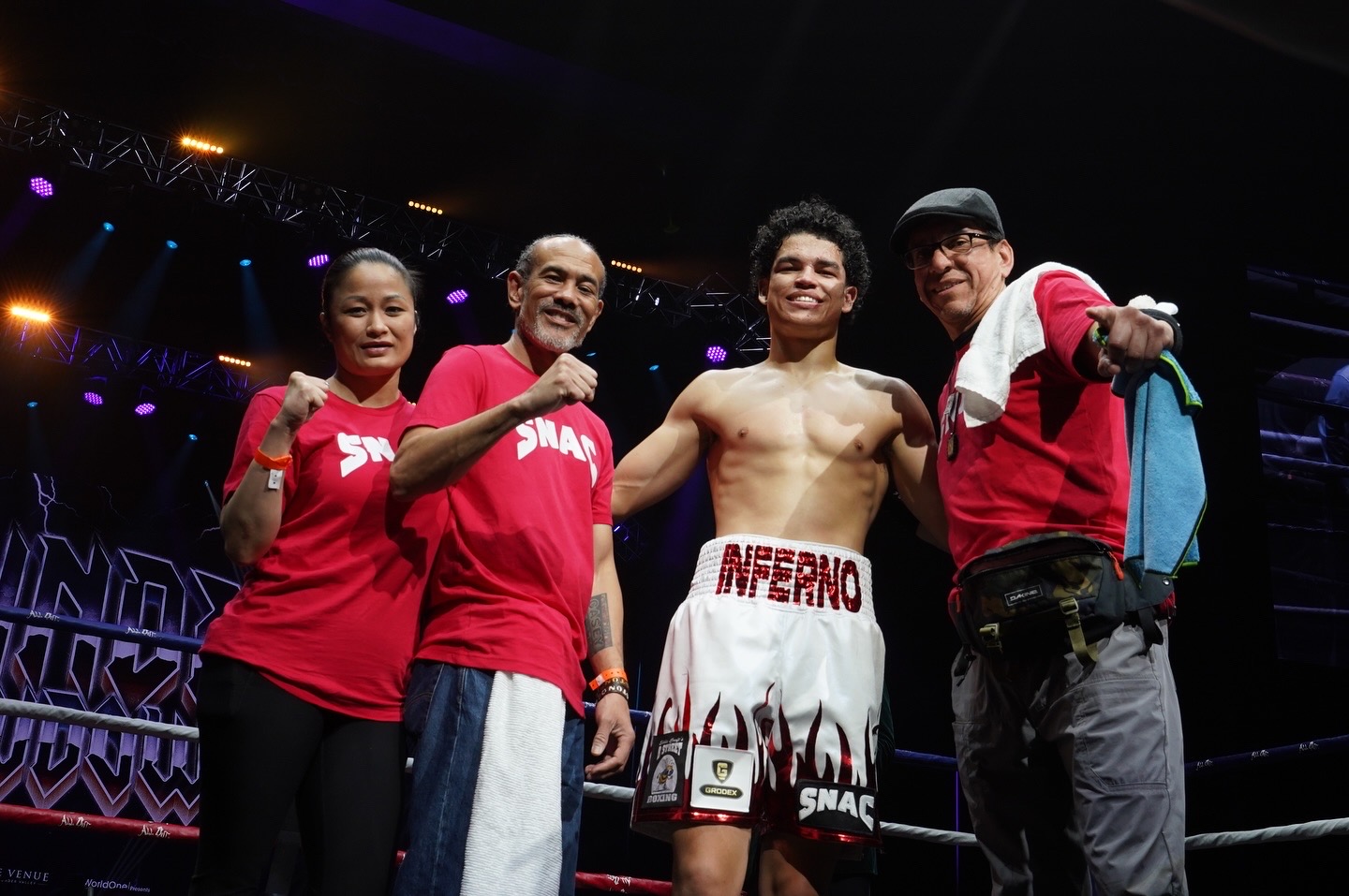 Fight team photo in red shirts