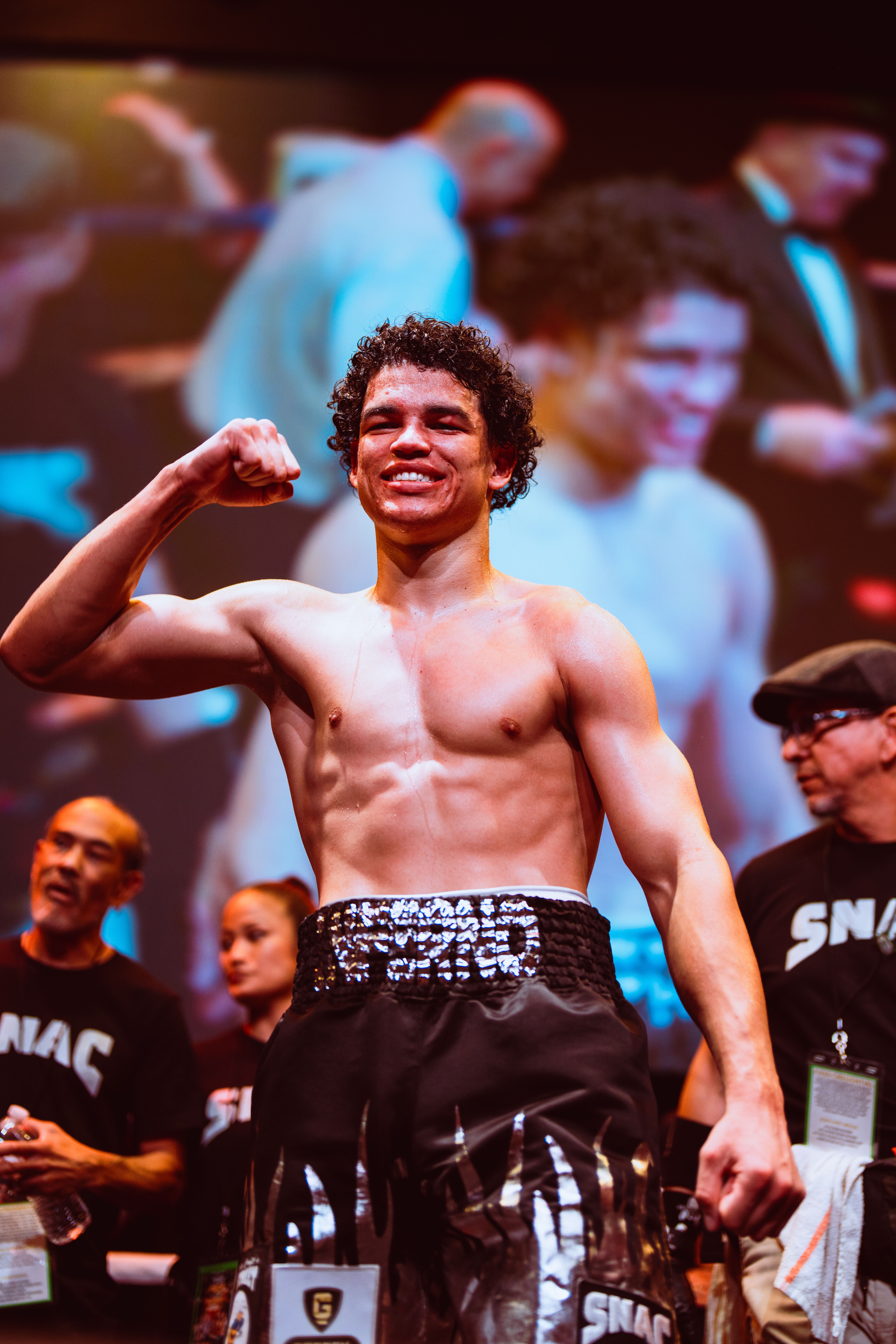 Victory flex on fight night