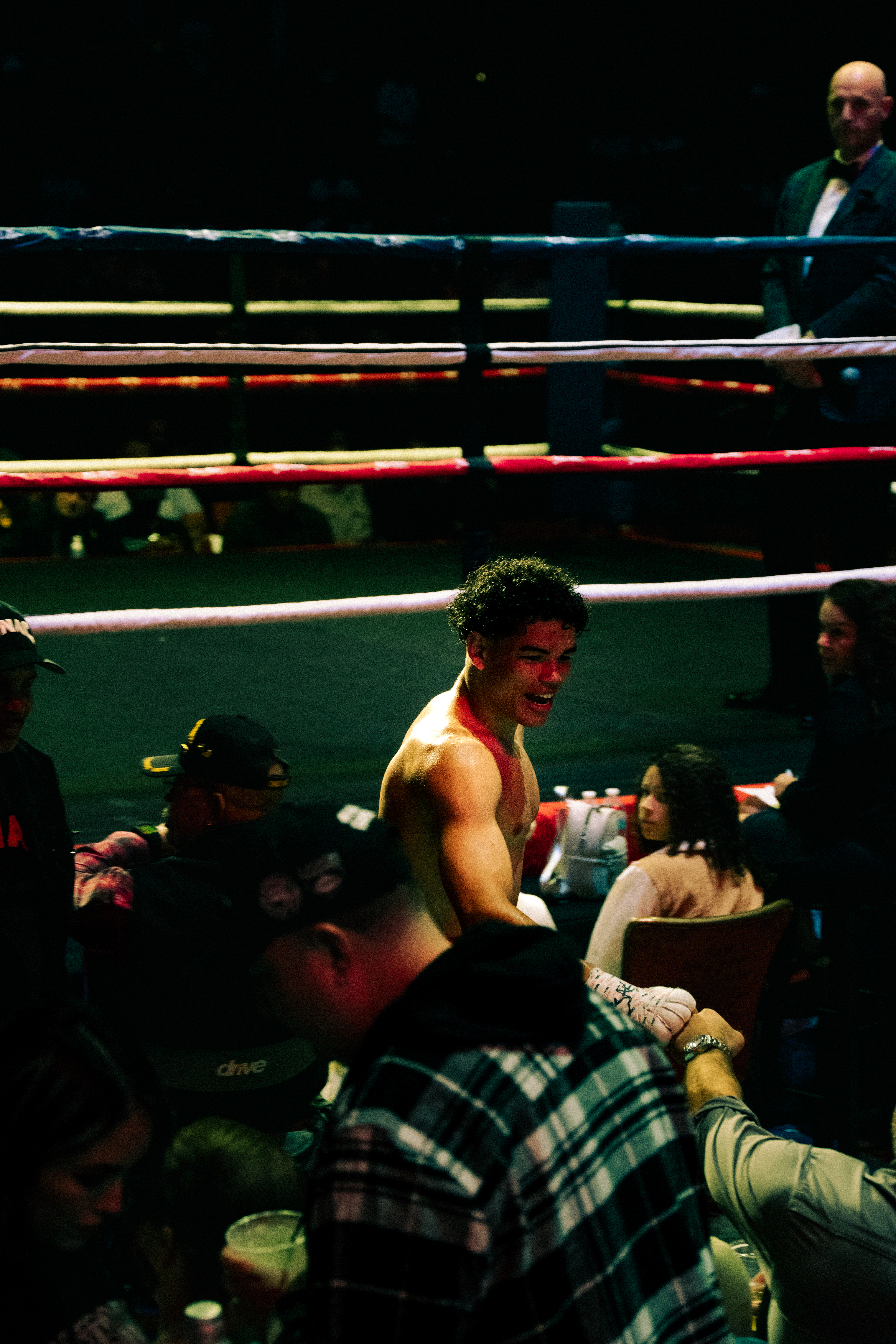 Walking ringside after the bout
