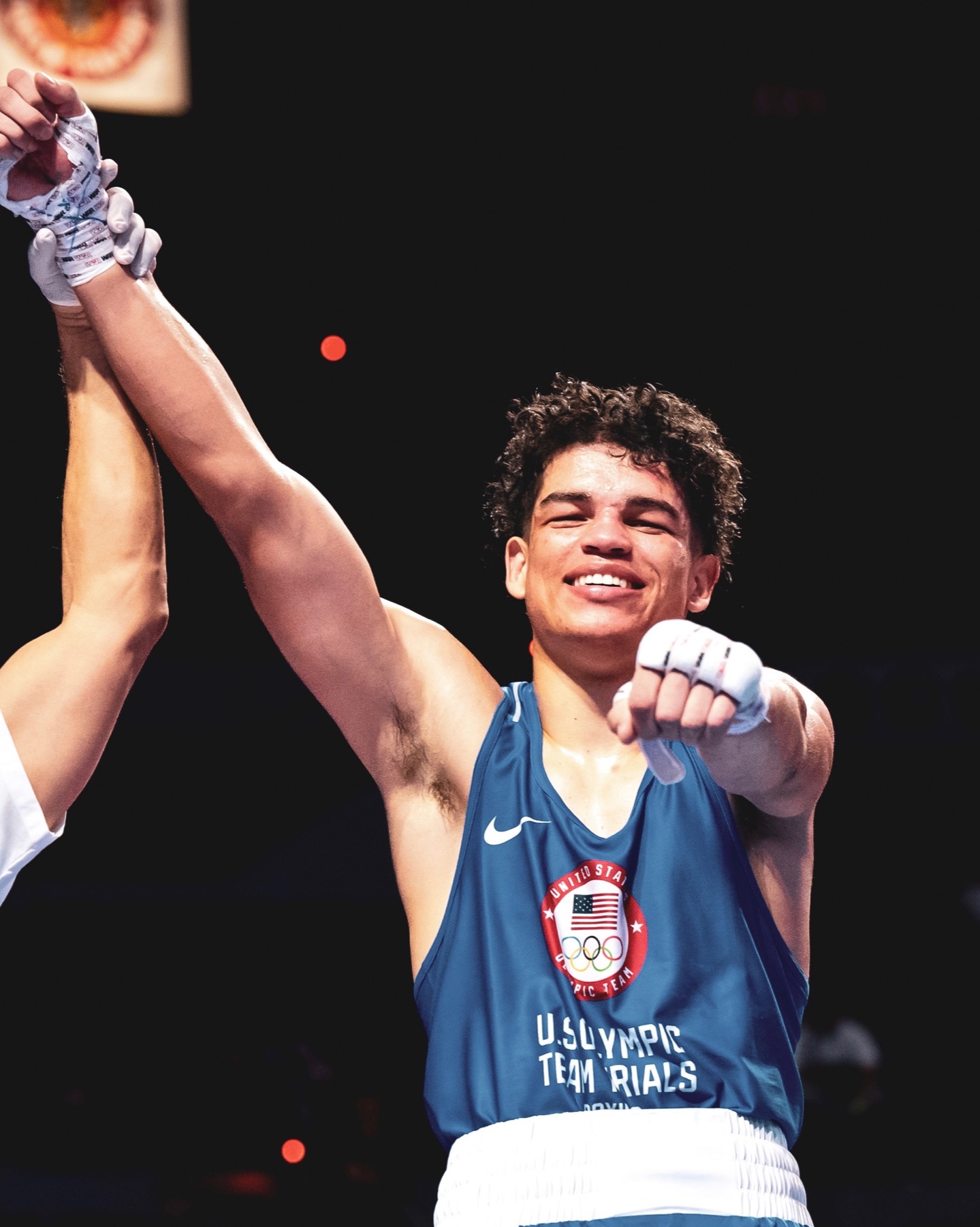 Dante Kirkman celebrating victory at the U.S. Olympic Team Trials